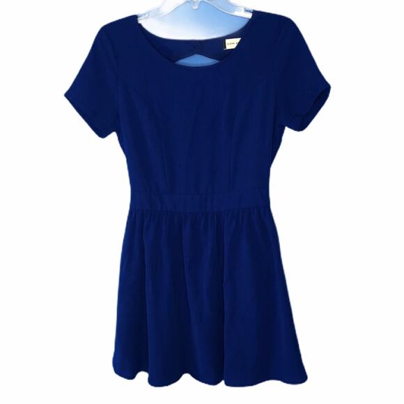 Fifty Street Casual Blue Mini Dress with Open Back Fit and Flare size Small - Picture 2 of 13